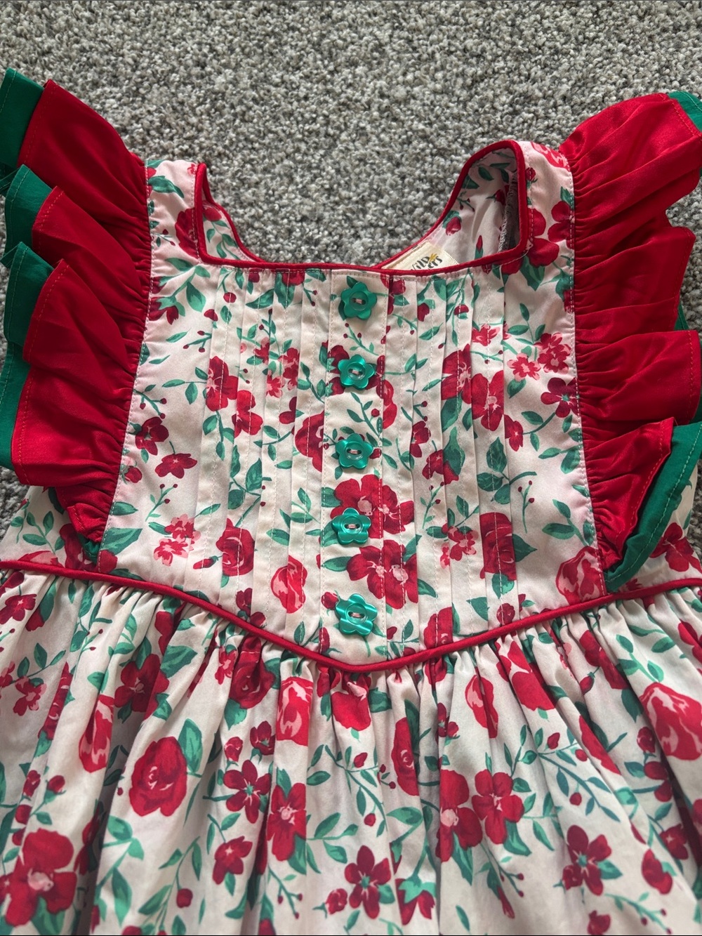 Wildflowers Red & Green Floral Party Dress Christmas Line Size 6 - Picture 2 of 3